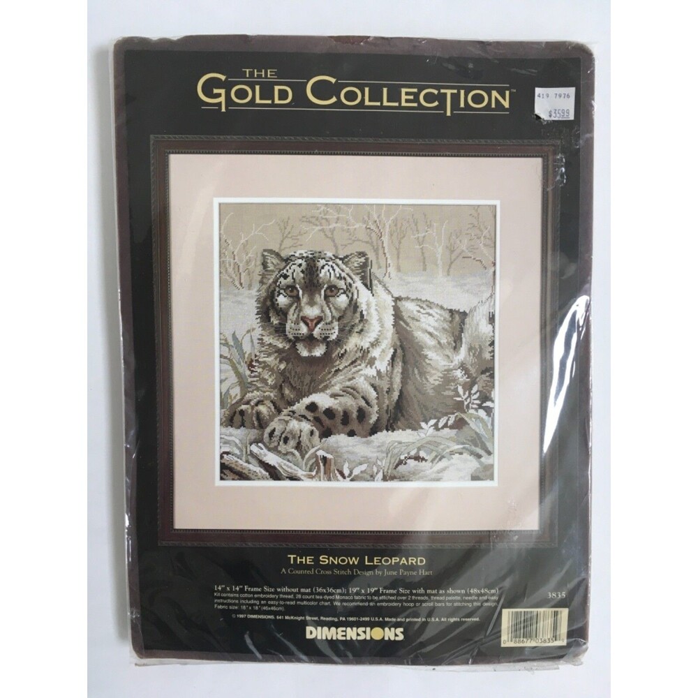VTG Dimensions Gold Collection The Snow Leopard Counted Cross Stitch Kit #3835
